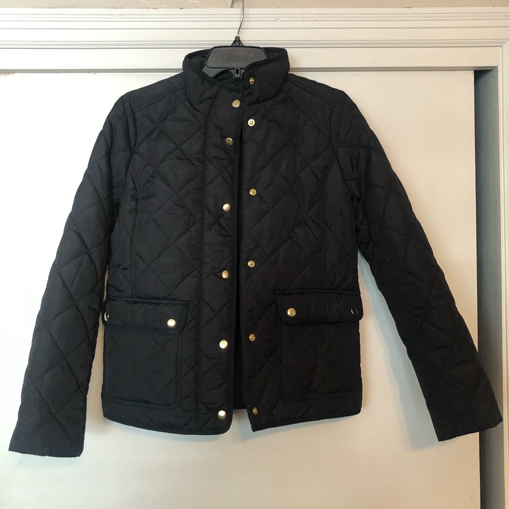 J Crew Black Quilted Jacket